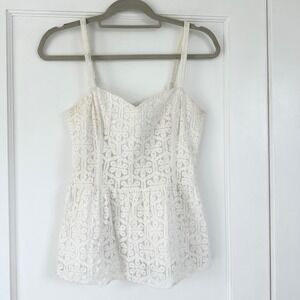 Lilly Pulitzer Lace Peplum Tank‎ Top Sleeveless Sweetheart Neckline Size 4